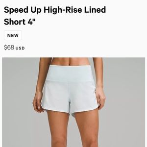 NWT size 14 SOLD OUT Light Pink Lululemon Speed Up HR 4 inch Lined Shorts